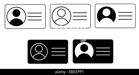Symbolpaket für Fahrer und ID-Karte in Schwarz-weiß-Design für digitale Anwendungen, personalisierte ID-Design-Systeme und bearbeitbar Stock Vektor