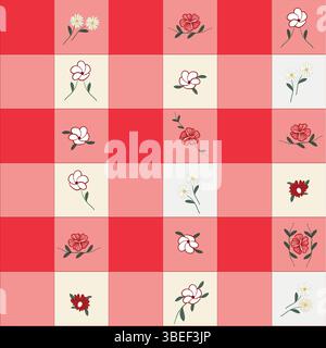 Kariertes rotes und weißes Karomuster Stock Vektor