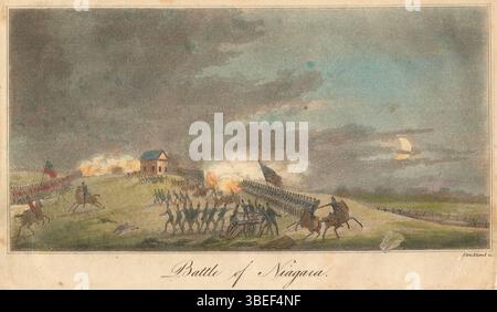 Battle of Niagara, auch bekannt als Battle of Lundy's Lane, 1814 nach einem Entwurf des Major Riddle Major-Künstlers Strickland, William Stockfoto