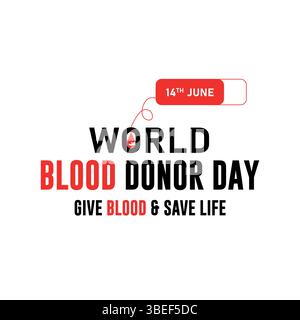 World Blood Spender Day Vector – Give Blood and Save Life Design auf weißem Hintergrund Stock Vektor