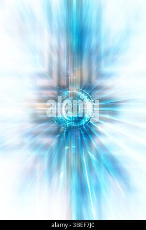 Abstrakter blauer und weißer Hintergrund mit Zoomeffekt Stockfoto