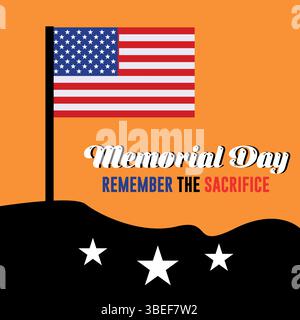 Memorial Day Vektor | Remember the Opferillustration with USA Flag Stock Vektor