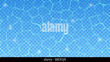 Blaue Wasseroberfläche wellige Wellenmuster. Wasser Schwimmbad Oberfläche Sommer Textur aquatischer sauberer Hintergrund. Stock Vektor