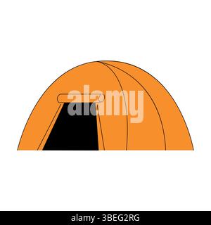 Minimalistische Illustration eines orangen Campingzelt mit offenem Eingang. Einfaches, flaches Design für Abenteuer, Reisen und Natur im Freien Stock Vektor