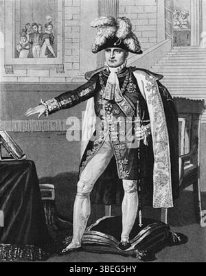 XIR326620 der "Champ de Mai" oder Kaiser Napoleon I. schwört die Treue zu den Verfassungen am 1. Juni 1815 (Gravur) (s/W-Foto) Zusatzakt vom 22. April 1815 zu den Verfassungen des Reiches (Gravur) (s/W-Foto) von French School, (19. Jahrhundert); Bibliotheque nationale, Paris, Frankreich; (zusätzliche Info.: Le Champ de May ou l'Empereur Napoleon Bonaparte (1769-1821) hübsches serment de fidelite aux Constitutions le 1er Juin 1815; zusätzlicher Akt vom 22. April 1815 hauptsächlich von Benjamin Constant (1767-1830) geschrieben; in Lyon erließ Napoleon ein Edikt, das die bestehenden Kammern auflöste und den Orden des Th ordnete Stockfoto