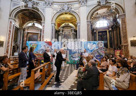 Roma, Italien. Mai 2025. Pop Peace of Art, Opera collettiva per la Pace organizzata dalla Studio Art Factory nella Basilica di Santa Maria in Montesanto Ñ Roma Ñ Italia Ñ Gioved“ 29 Maggio 2025 - Cronaca - (Foto di Cecilia Fabiano/ Credit: LaPresse/Alamy Live News Stockfoto