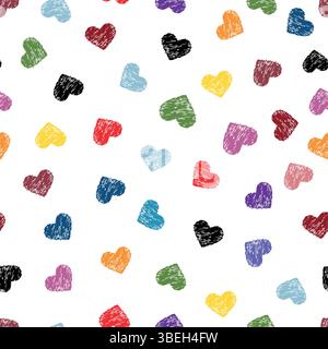 Kritzele farbenfrohe Herzmuster Stock Vektor