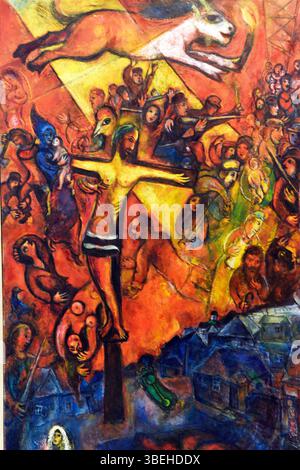 Auferstehung, ein Gemälde von Marc Chagall in der Chagall Museum in Nizza, Südfrankreich. Stockfoto