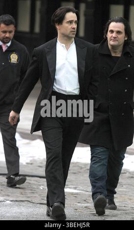 Colin Farrell am Set von „Winter's Tale“ in New York City – 12. Dezember 2012 Stockfoto