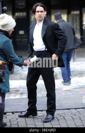 Colin Farrell am Set von „Winter's Tale“ in New York City – 12. Dezember 2012 Stockfoto