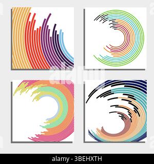 Set aus vier wunderschönen abstrakten Hintergründen. Abstrakte Blitzlichtkreise. Vektorabbildung. Stock Vektor