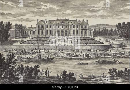 Das Château de Boisfranc in Saint-Ouen-sur-seine, Frankreich, wurde im 18. Jahrhundert erbaut und später während der Regierungszeit Ludwigs XVIII abgerissen. Das château war historisch bedeutsam, da 1814 die Erklärung von Saint-Ouen unterzeichnet wurde, die die Restaurierung der französischen Monarchie markiert. Stockfoto