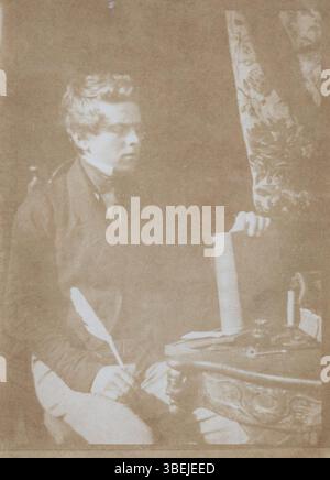 Dieser Druck aus den 1840er Jahren, der aus einem negativ von Hill & Adamson entstand, zeigt George Drysdale. Das Bild, das einem negativ am 25. Mai entnommen ist, zeigt Drysdale in einem traditionellen Fotostil aus dem 19. Jahrhundert. Der Druck misst 8,5 x 6 Zoll und spiegelt die fotografischen Techniken der damaligen Zeit wider. Stockfoto