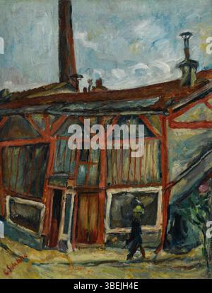 L’Atelier de l’artiste à la Cité Falguière von Chaim Soutine (1893–1943) zeigt das Atelier des Künstlers im Künstlerviertel von Paris. Soutine fängt die chaotische und intime Atmosphäre seines Arbeitsplatzes ein, geprägt von energischer Pinselarbeit und dramatischer Farbgebung. Stockfoto