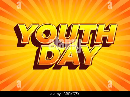 Jugendtag. Verspielter und lebendiger Text für dynamisches Poster- oder Bannerdesign Stock Vektor
