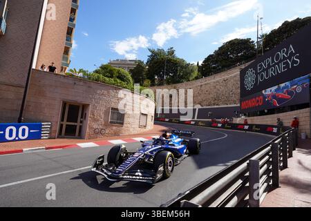 Alexander Albon aus Thailand fuhr den (23) Atlassian Williams Racing FW47 Mercedes während des Formel-1-TAGES Heuer Gran Premio di Monaco 2025 am 23. Mai auf Circuit de Monaco, Monaco. Stockfoto