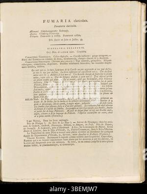 Platte 0166 aus „Flora Batava“ zeigt Fumaria claviculata, heute als Ceratocapnos claviculata bekannt. Diese botanische Platte von Jan Kops, die 1814 erstellt wurde, enthält eine französische Beschreibung dieser Pflanze, die zur Familie der Fumitory gehört. Stockfoto