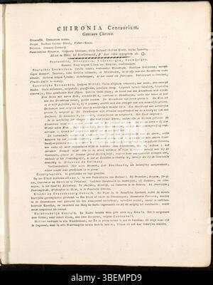 *Chironia centaurium* oder *Centaureum littorale* ist auf der Platte 0276 von *Flora Batava* von Jan Kops dargestellt, die die detaillierte Struktur der Pflanze veranschaulicht. Die niederländische Beschreibung aus dem Jahr 1822 hebt die medizinischen Eigenschaften und die botanische Bedeutung der Pflanze hervor. Stockfoto