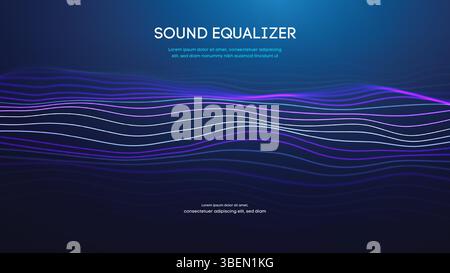 Abstrakter Hintergrund der Schallausgleichswelle. Musikradio Digital Ai. Audio-Frequenz-Voice-Beat-Effekt. Technologie-Pulsvektor. Neon-Wellenformspektrum Stock Vektor