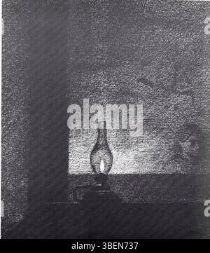 „Le Quinquet“ (die Lampe) von Francois Maréchal aus dem Jahr 1888 ist eine Zeichnung, die aus Stift und Tinte, Kohle und Pastellfarben erstellt wurde und die Abmessungen 166 x 145 mm hat. Das Werk konzentriert sich auf eine Lampe und ihre komplizierten Details. Stockfoto