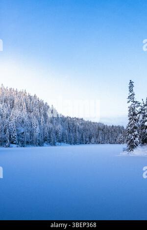 Malerischer Winterblick in der norwegischen Landschaft Stockfoto