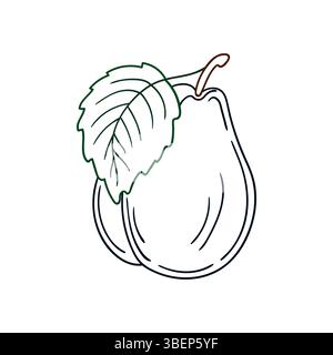Niedliche Beeren-Illustration in Handzeichnung. Pflaumensymbol auf weißem Hintergrund. Farbkontur. Design für Postkarten, Flyer, Banner. Symbol, Schild, Aufkleber, Stock Vektor