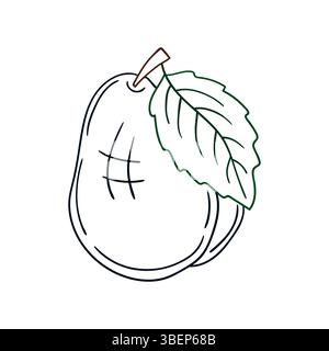 Niedliche Beeren-Illustration in Handzeichnung. Pflaumensymbol auf weißem Hintergrund. Farbkontur. Design für Postkarten, Flyer, Banner. Symbol, Zeichen Stock Vektor
