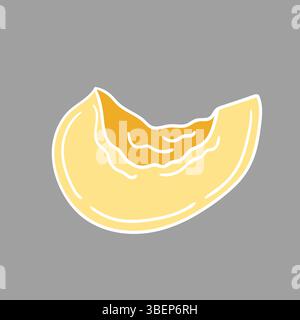 Niedliche Frucht-Illustration in Handzeichnung Stil. Aprikosensymbol auf grauem Hintergrund. Weiße Umrandung. Design Stock Vektor