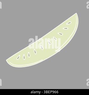 Niedliche Gemüseillustration in Handzeichnung. Gurke auf grauem Hintergrund. Weiße Umrandung. Design für Postkarten, Flyer, Banner. Symbol Stock Vektor