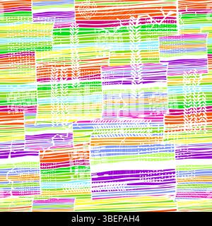 Nahtloser Hintergrund mit grafischen farbigen Linien. Handzeichnung. Nicht AI. Vektorabbildung Stock Vektor