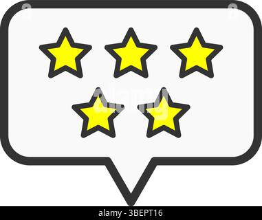 Umrissenes Symbol für die Bewertung von Stücklistensymbolen mit fünf Sternen Stock Vektor
