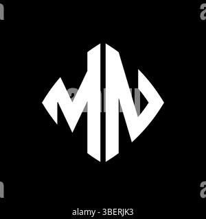 MN Logo Initial Monogramm mit geometrischem, modernem rechteckigem abgerundetem Design auf isoliertem Hintergrund, minimalistisches Logo in geometrischer Form. Stock Vektor