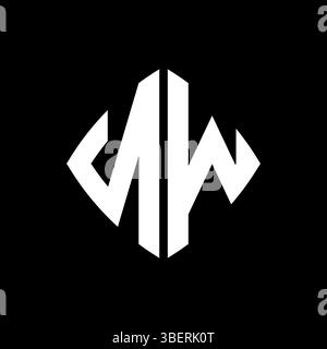 NW Logo Initial Monogramm mit geometrischem, modernem rechteckigem abgerundetem Design im isolierten Hintergrund, minimalistisches Logo in geometrischer Form. Stock Vektor