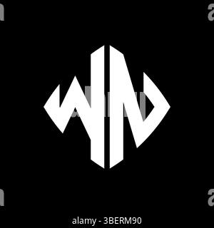 WN Logo Initial Monogramm mit geometrischem, modernem rechteckigem abgerundetem Design auf isoliertem Hintergrund, minimalistisches Logo in geometrischer Form. Stock Vektor