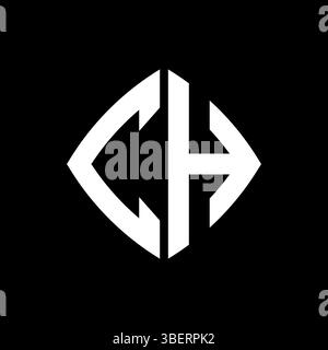 CH-Logo Initial-Monogramm mit geometrischem, modernem rechteckigem abgerundetem Design auf isoliertem Hintergrund, minimalistisches Logo in geometrischer Form. Stock Vektor