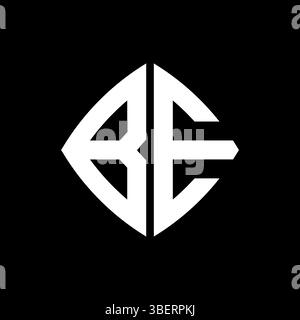 BE Logo Initial Monogramm mit geometrischem, modernem rechteckigem abgerundetem Design im isolierten Hintergrund, minimalistisches Logo in geometrischer Form. Stock Vektor