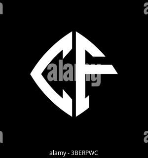 CF Logo Initial Monogramm mit geometrischem, modernem rechteckigem, abgerundetem Design im isolierten Hintergrund, minimalistisches Logo in geometrischer Form. Stock Vektor