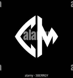 CM Logo Initial Monogramm mit geometrischem, modernem rechteckigem abgerundetem Design auf isoliertem Hintergrund, minimalistisches Logo in geometrischer Form. Stock Vektor