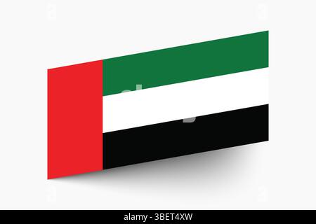Flagge der Vereinigten Arabischen Emirate. Vereinigte Arabische Emirate Flagge offizielle Farben geneigtes Symbol digitale Vektor Illustration Design. Stock Vektor