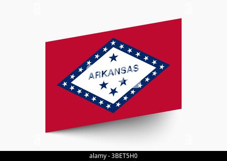 Flagge von Arkansas. Arkansas Flagge offizielle Farben geneigtes Symbol digitale Vektor Illustration Design. Stock Vektor
