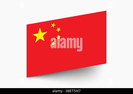 Flagge von China. China Flagge offizielle Farben geneigte Icon digitale Vektor Illustration Design. Stock Vektor