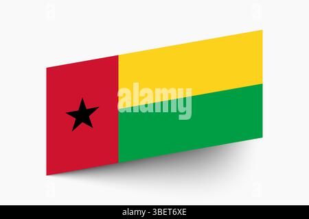 Flagge von Guinea-Bissau. Guinea-Bissau Flagge offizielle Farben geneigtes Symbol digitale Vektor Illustration Design. Stock Vektor
