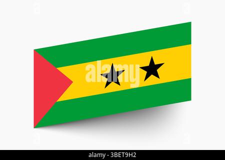 Flagge von SAO Tome und Principe. SAO Tome und Principe Flagge offizielle Farben geneigtes Symbol digitale Vektor Illustration Design. Stock Vektor