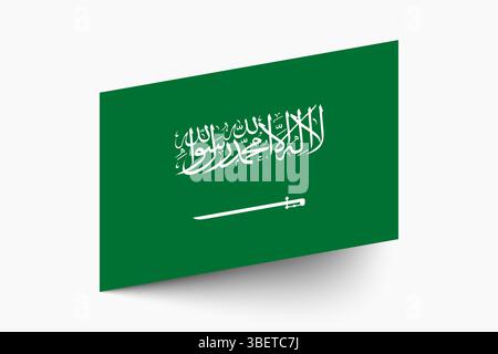 Flagge von Saudi-Arabien. Saudi-Arabien Flagge offizielle Farben geneigtes Symbol digitale Vektor Illustration Design. Stock Vektor