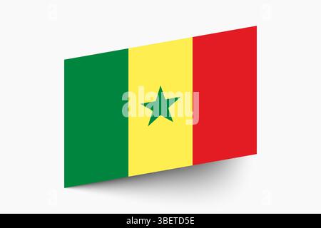 Flagge von Senegal. Senegal Flagge offizielle Farben geneigtes Symbol digitale Vektor Illustration Design. Stock Vektor