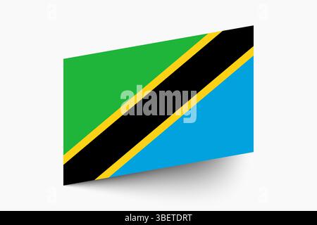 Flagge von Tansania. Tansania Flagge offizielle Farben geneigtes Symbol digitale Vektor Illustration Design. Stock Vektor