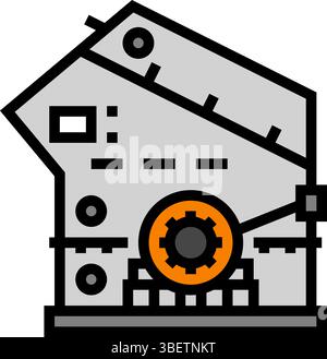 Kalksteinbrecher Zementproduktion Farbe Symbol Vektor Illustration Stock Vektor