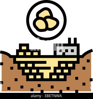 Kalksteinbruch Zementproduktion Farbe Symbol Vektor Illustration Stock Vektor