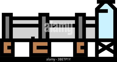 Drehrohrofen Zementproduktion Farbe Symbol Vektor Illustration Stock Vektor