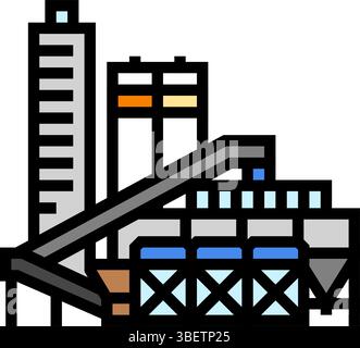 Fabrik Zementproduktion Farbe Symbol Vektor Illustration Stock Vektor